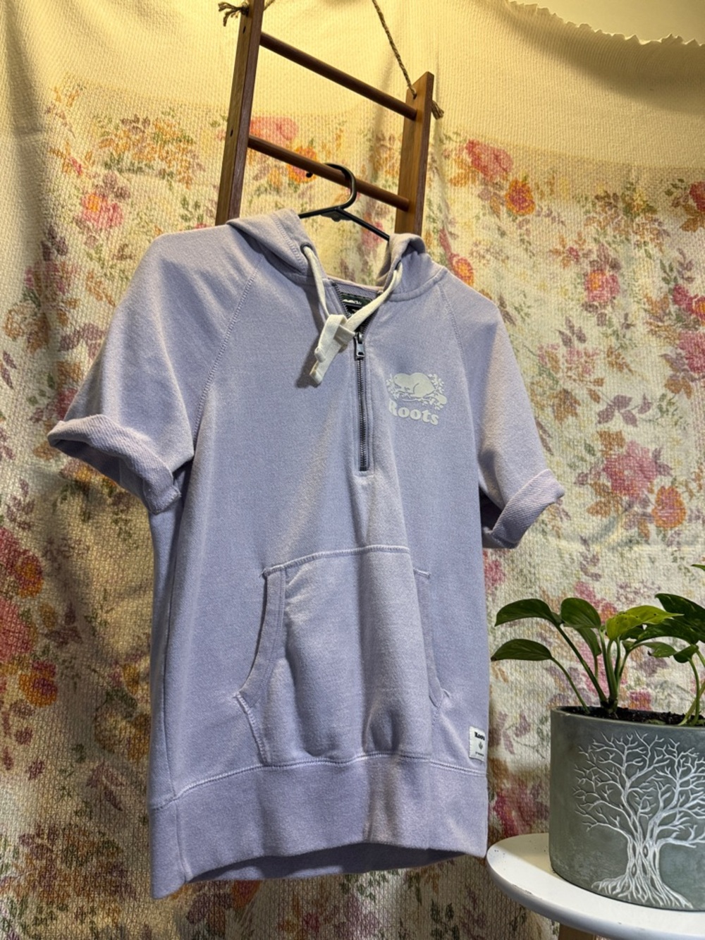 Roots Lavender Short-Sleeve Half-Zip Hoodie